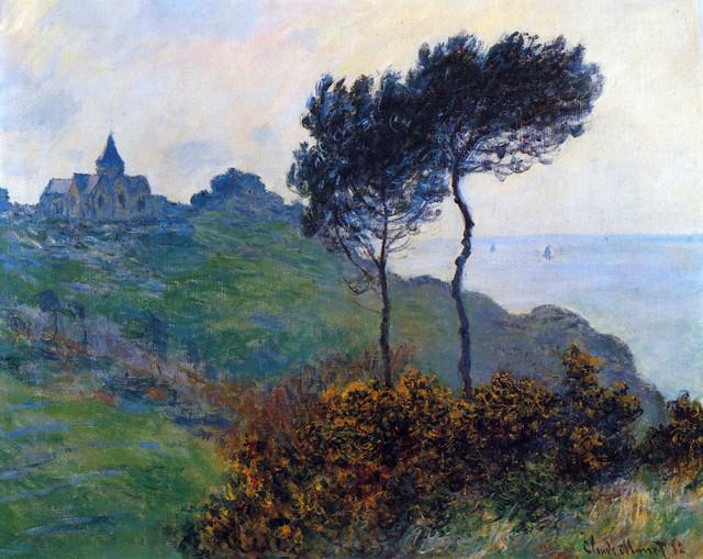 Claude Monet - Church at Varengeville: Artist: Claude Monet - Title: Church at Varengeville - Medium: Fine Art Reproduction Giclee on Canvas - Image Size: Approximately 16 inches x 20 inches - Unframed on Unstretched Canvas - Biography: Cl