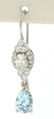18K Solid White Gold Dangle Drop Earrings w/ an Oval - 2