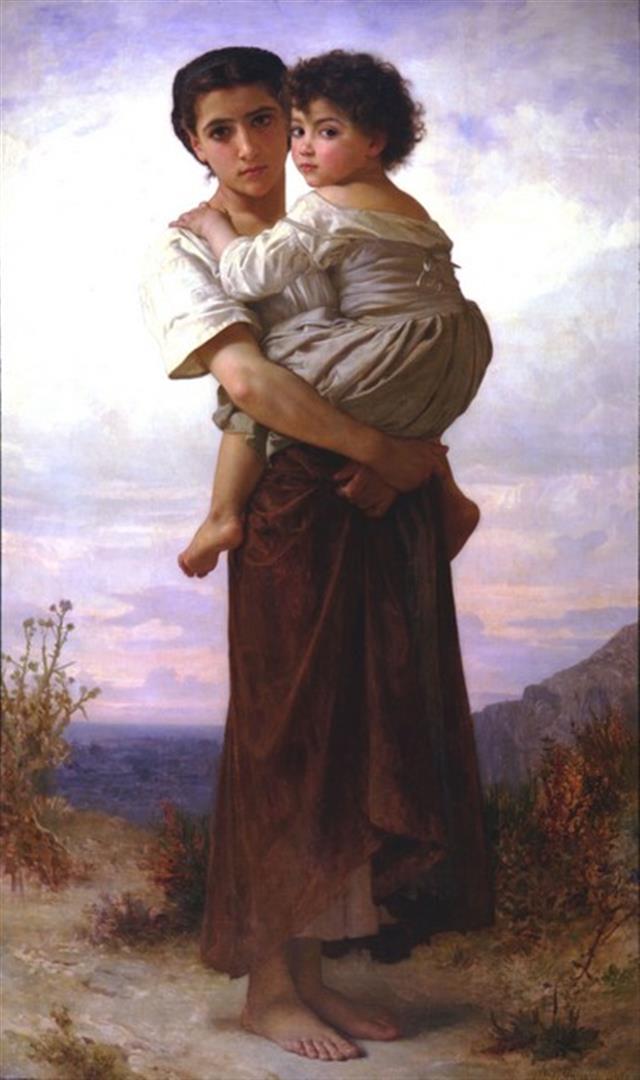 William Bouguereau - Young Gypsies: Artist: William Bouguereau Title: Young Gypsies Medium: Fine Art Reproduction Giclee on Canvas Image Size: Approximately 20 inches x 11.75 inches Unframed on Unstretched Canvas Biography: "William Bou
