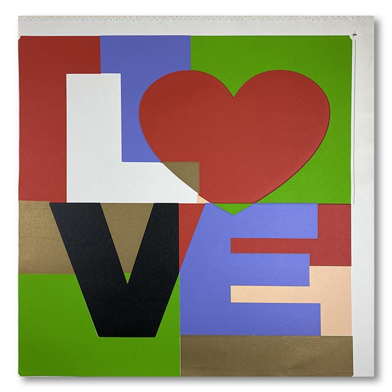 LOVE by Steve Kaufman (1960-2010): LOVE is a limited edition hand pulled silkscreen mixed media on canvas by Andy Warhol protege Steve Kaufman (1960-2010). This piece is numbered and 28/50 and hand signed inverso. Includes letter of au