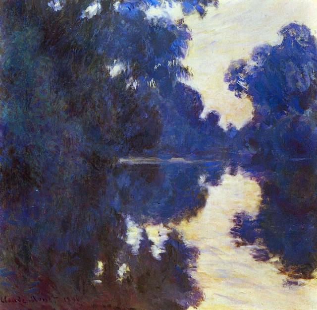 Claude Monet - Seine in Morning #2: Artist: Claude Monet - Title: Seine in Morning #2 - Medium: Fine Art Reproduction Giclee on Canvas - Image Size: Approximately 19.5 inches x 20 inches - Unframed on Unstretched Canvas - Biography: Cla