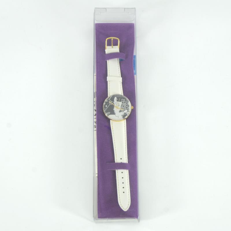 Peter Max Watch (Profile) by Peter Max: This is a vintage Peter Max "Profile" wrist watch created for the Japanese market in 1991. This watch comes in the original packaging and with paperwork. Due to the age of the watch the battery will n