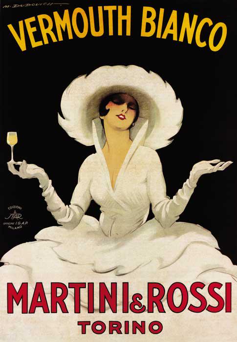 Marcello Dudovich - Vermouth Martini & Rossi: Artist: Marcello Dudovich - Title: Vermouth Martini & Rossi - Medium: Fine Art Reproduction Giclee on Canvas - Image Size: Approximately 32 inches x 22 inches - Unframed on Unstretched Canvas - Marcel