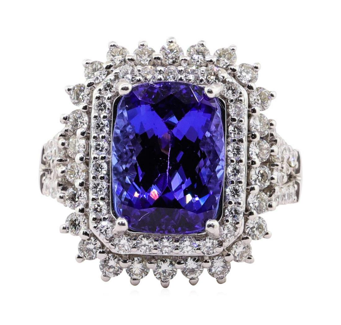 5.59 ctw Tanzanite and Diamond Ring - Platinum: One 5.59ct Tanzanite and Diamond Ring - Platinum. AIG certified. See Appraisal for more details. AIG Appraised.