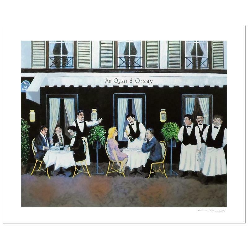 Au Qui D Orsay by Buffet, Guy: "Au Qui D Orsay" is a limited edition serigraph on paper by Guy Buffet. It is numbered, hand-signed by the artist, and comes with a Certificate of Authenticity. Measures approx. 34.5" x 28" (image).