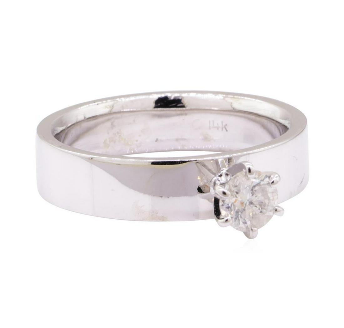 0.50 ctw Diamond Solitaire Ring - 14KT White Gold: One ring featuring: 14KT white gold weighing 7.4 grams containing one diamond weighing 0.50ct.