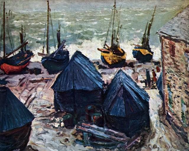 Claude Monet - The Boats: Artist: Claude Monet - Title: The Boats - Medium: Fine Art Reproduction Giclee on Canvas - Image Size: Approximately 16 inches x 20 inches - Unframed on Unstretched Canvas - Biography: Claude Monet wa