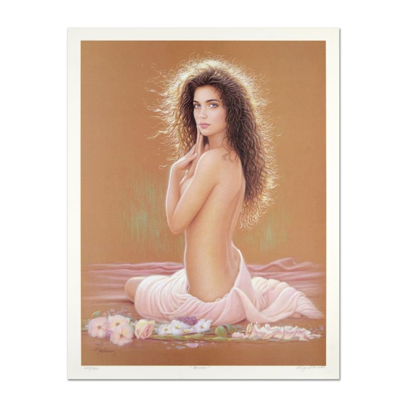 Caress by Paredes, Miguel: "Caress" is a limited edition collotype on paper by Miguel Paredes, numbered and hand signed by the artist. Includes Letter of Authenticity. Measures approx. 19" x 24.5" (border), 17" x 22.5" (image).