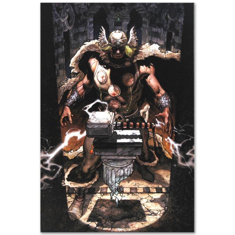 Thor: For Asgard #6 by Marvel Comics: A piece of comic book history, this limited edition, from original art by Simone Bianchi, depicts a mighty Thor. Known for his use of ink wash in his work, Simone Bianchi is an Italian comic book arti