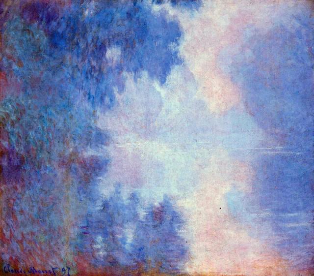 Claude Monet - Seine in Morning: Artist: Claude Monet - Title: Seine in Morning - Medium: Fine Art Reproduction Giclee on Canvas - Image Size: Approximately 17.5 inches x 20 inches - Unframed on Unstretched Canvas - Biography: Claude