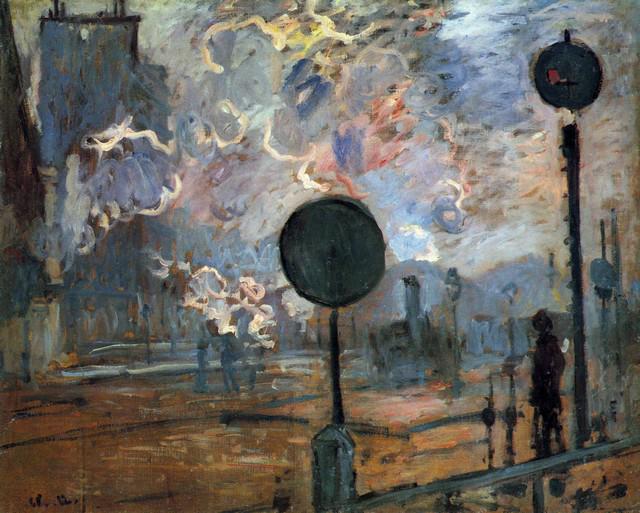 Claude Monet - Outside the Station Saint-Lazare, The: Artist: Claude Monet - Title: Outside the Station Saint-Lazare, The signal - Medium: Fine Art Reproduction Giclee on Canvas - Image Size: Approximately 25.5 inches x 32 inches - Framed: Unframed on Un