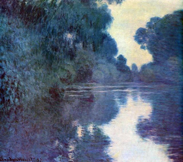 Claude Monet - Seine Bend in Giverny: Artist: Claude Monet - Title: Seine Bend in Giverny - Medium: Fine Art Reproduction Giclee on Canvas - Image Size: Approximately 17.75 inches x 20 inches - Unframed on Unstretched Canvas - Biography: