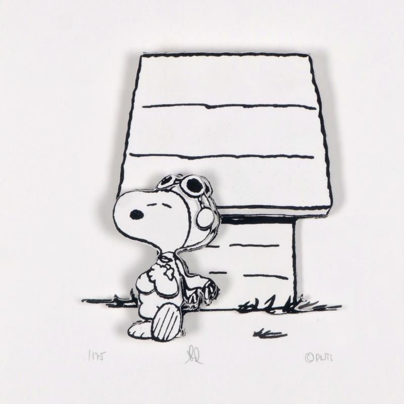 Hero by Peanuts: Created from the original artwork archived at the studio, "Hero" portrays the simple yet emotive art of Charles. M. Schulz, creator of PEANUTS. This 3D decoupage print on paper is hand numbered with C