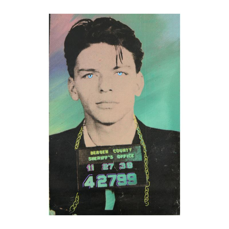 Sinatra by Steve Kaufman (1960-2010): "Sinatra" is a hand embellished limited edition silkscreen on canvas by Andy Warhol protege Steve Kaufman (1960-2010). This piece is AP numbered 3/250 and hand signed inverso. Includes letter of authe