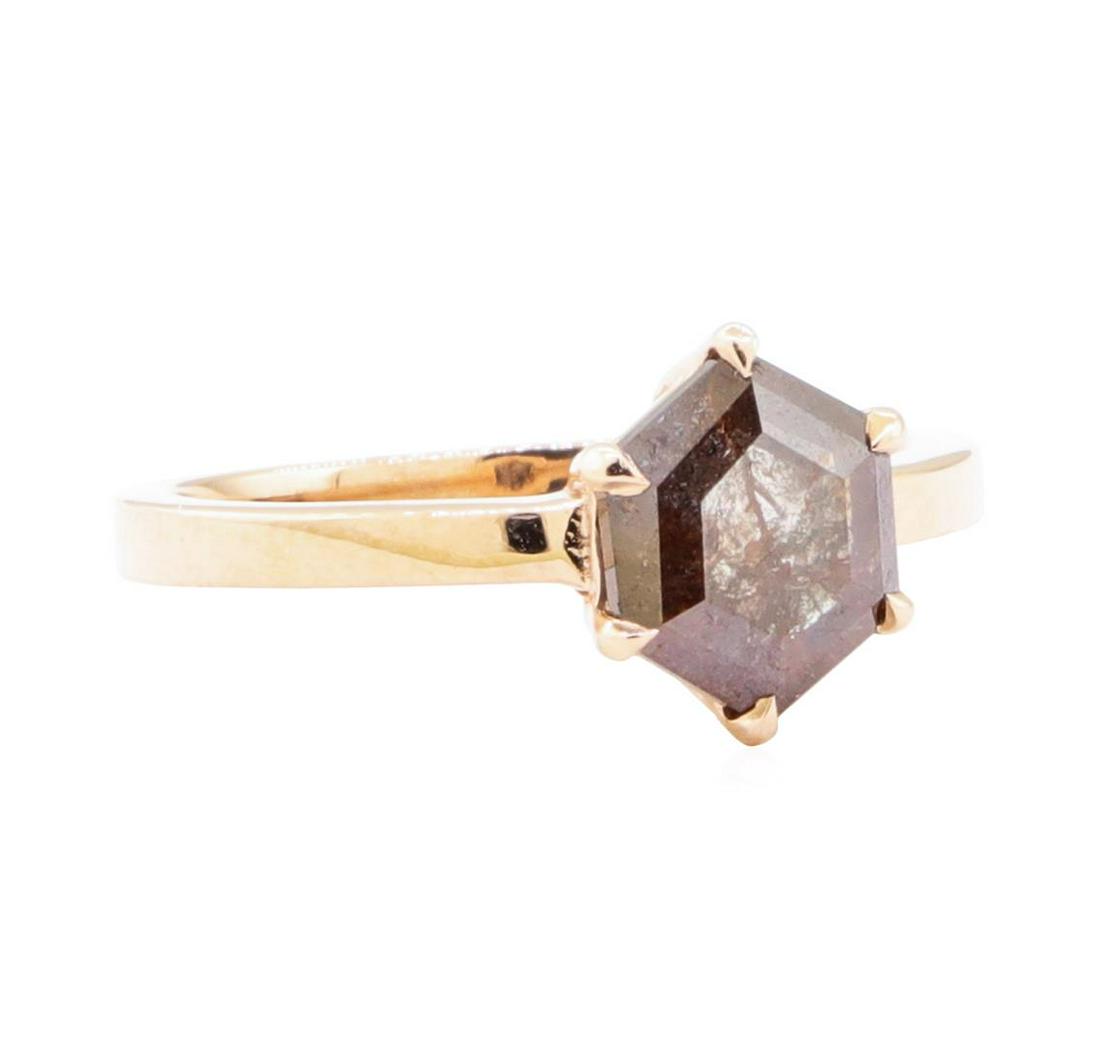 1.10 ctw Brown Diamond Ring - 14KT Rose Gold: One electronically tested 14KT rose gold lady's cast wedding solitaire ring with a bright polish finish. The featured lady's ring has a shank measuring 1.80 millimeters wide. Identified with markings 