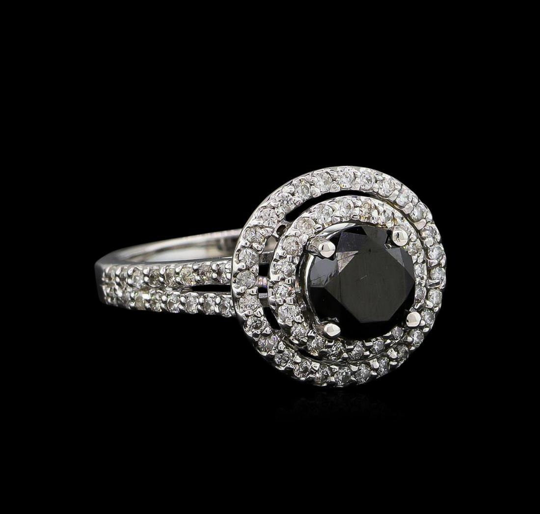 2.15 ctw Black Diamond Ring - 14KT White Gold: One ring featuring: 14KT white gold weighing 4.45 grams containing one black diamond with a total weight of 1.65ct and side diamonds with a total weight of 0.50ct.
