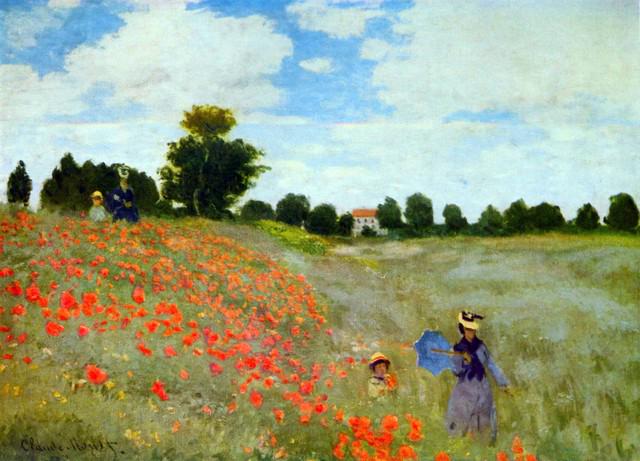 Claude Monet - Poppies: Artist: Claude Monet - Title: Poppies - Medium: Fine Art Reproduction Giclee on Canvas - Image Size: Approximately 14.5 inches x 20 inches - Unframed on Unstretched Canvas - Biography: Claude Monet wa