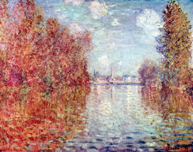 Claude Monet - Autumn in Argenteuil: Artist: Claude Monet - Title: Autumn in Argenteuil - Medium: Fine Art Reproduction Giclee on Canvas - Image Size: Approximately 25.25 inches x 32 inches - Unframed on Unstretched Canvas - Biography: C