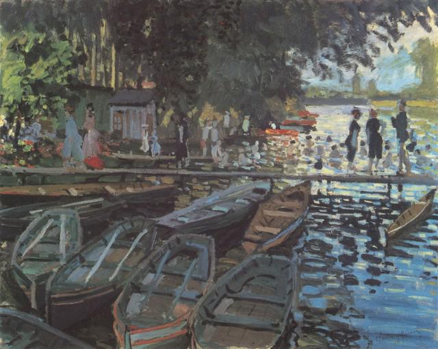 Claude Monet - Bathers at La Grenoulliere: Artist: Claude Monet - Title: Bathers at La Grenoulliere - Medium: Fine Art Reproduction Giclee on Canvas - Image Size: Approximately 16 inches x 20 inches - Unframed on Unstretched Canvas - Biography