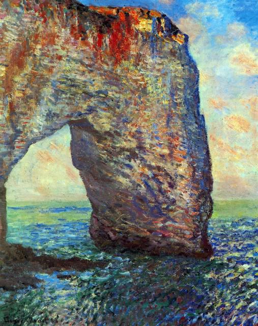 Claude Monet - The Rocky Cliffs of ï¿½tretat (La Porte: Artist: Claude Monet - Title: The Rocky Cliffs of Étretat (La Porte Man) [2] - Medium: Fine Art Reproduction Giclee on Canvas - Image Size: Approximately 32 inches x 25.25 inches - Unframed on Unstre