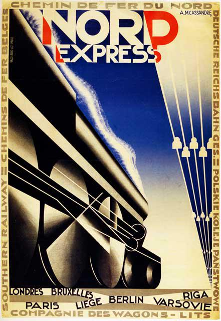 Adolphe Cassandre - Nord Express: Artist: Adolphe Cassandre - Title: Nord Express - Medium: Fine Art Reproduction Giclee on Canvas - Image Size: Approximately 20 inches x 13.75 inches - Unframed on Unstretched Canvas - Widely recogniz
