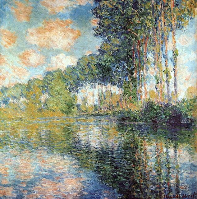 Claude Monet - Poplars on the Epte: Artist: Claude Monet - Title: Poplars on the Epte - Medium: Fine Art Reproduction Giclee on Canvas - Image Size: Approximately 32 inches x 31.75 inches - Unframed on Unstretched Canvas - Biography: Cl
