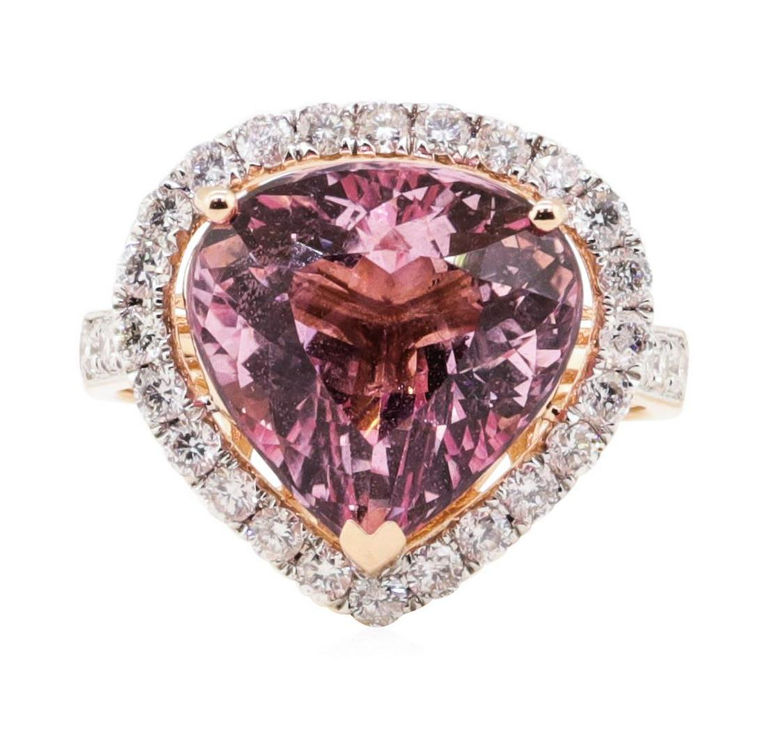 6.61 ctw Morganite and Diamond ring - 14KT Rose Gold: One 6.61ct Morganite and Diamond ring - 14KT Rose Gold. AIG certified. See Appraisal for more details. AIG Appraised.