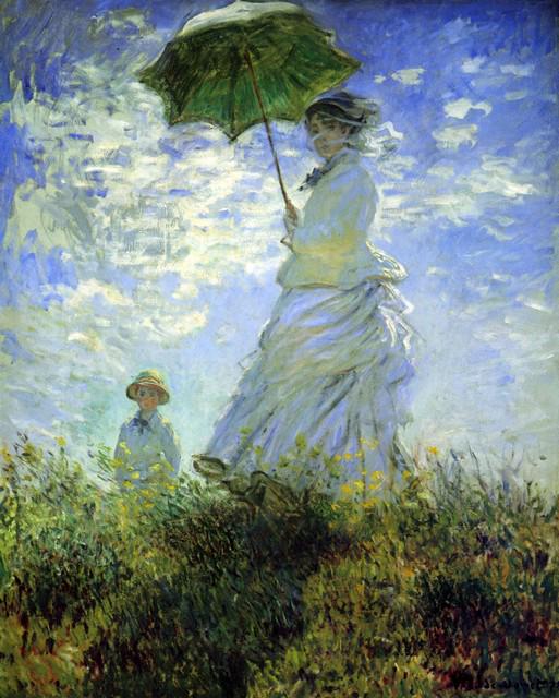 Claude Monet - Woman with a Parasol: Artist: Claude Monet - Title: Woman with a Parasol - Medium: Fine Art Reproduction Giclee on Canvas - Image Size: Approximately 32 inches x 25.75 inches - Unframed on Unstretched Canvas - Biography: C