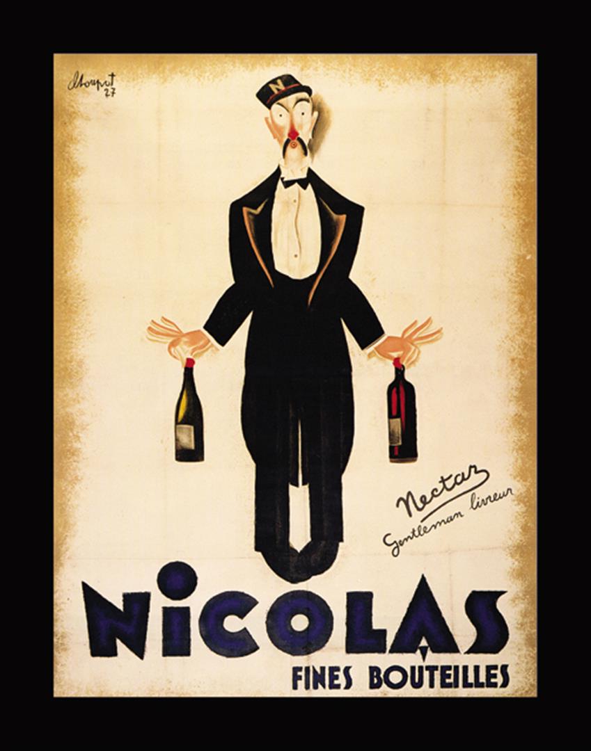 Anoymous - Nicolas Fines Bouteilles: Artist: Anonymous Title: Nicolas Fines Bouteilles Medium: Fine Art Reproduction Giclee on Canvas Image Size: Approximately 28 inches x 20 inches Unframed on Unstretched Canvas