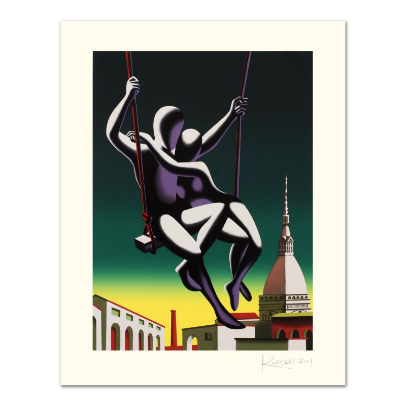 Above The World by Kostabi, Mark: "Above The World" is a limited edition serigraph on paper, numbered and hand signed by Kostabi. Includes Certificate of Authenticity! Measures approx. 27.5" x 35.5" (with border), 21.5" x 29.5" (image