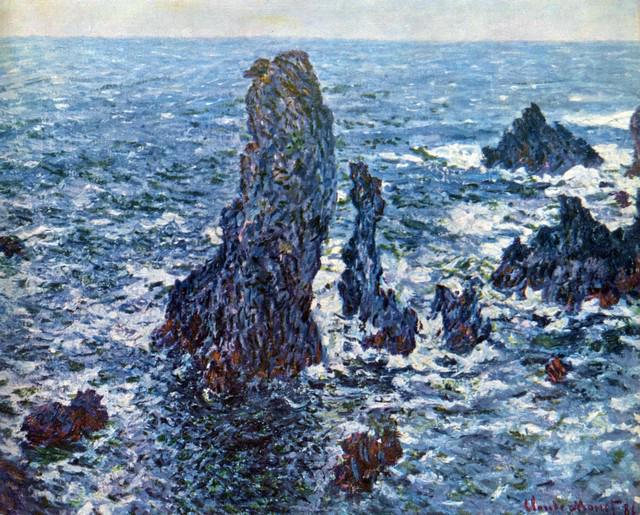 Claude Monet - Rocks on Belle-Ile (The Needles of: Artist: Claude Monet - Title: Rocks on Belle-Ile (The needles of Port-Coton) - Medium: Fine Art Reproduction Giclee on Canvas - Image Size: Approximately 16 inches x 20 inches - Unframed on Unstretche