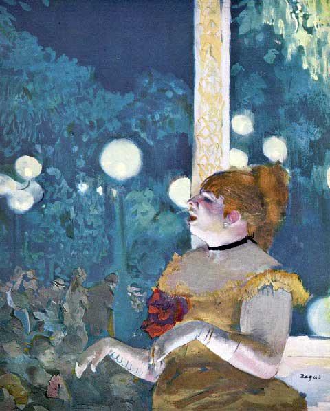 Edgar Degas - At The Cafe Concert: Artist: Degas - Title: At the Cafe Concert - Medium: Fine Art Reproduction Giclee on Archival Canvas - Image Size: Approximately 32 inches x 25.75 inches - Framed: Unframed on Unstretched Canvas - Edg