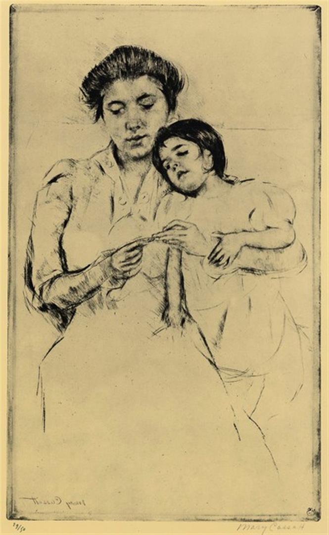 Mary Cassatt - Handkerchief: Artist: Mary Stevenson Cassatt (b. 1844 - 1926) Title: Handkerchief Medium: Fine Art Reproduction Giclee on Canvas Image Size: Approximately 20 inches x 12.25 inches Unframed on Unstretched Canvas Bir