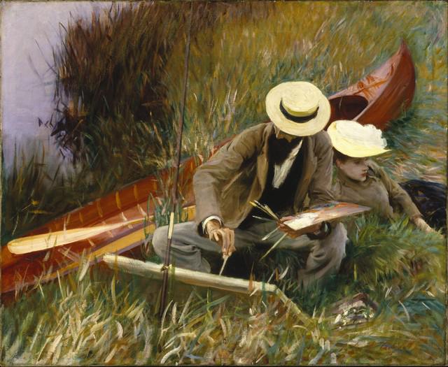 Sargent - An Outdoor Study: Artist: John Singer Sargent - Title: An Outdoor Study - Medium: Fine Art Giclee on Canvas - Image Size: Approximately 32 inches x 26.25 inches - Framed: Unframed on Unstretched Canvas - Sargent's broa