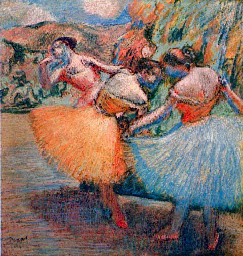 Edgar Degas - Three Dancers #1: Artist: Degas - Title: Three Dancers #1 - Medium: Fine Art Reproduction Giclee on Archival Canvas - Image Size: Approximately 20 inches x 19 inches - Framed: Unframed on Unstretched Canvas - Edgar Deg