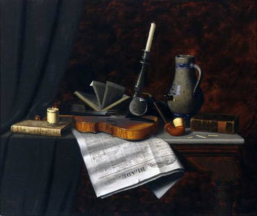 William Michael Harnett - Still Life with the Toledo: Artist: William Michael Harnett - Title: Still Life with the Toledo Blade>Medium: Fine Art Giclee on Canvas - Image Size: Approximately 16.75 inches x 20 inches - Framed: Unframed on Unstretched Canva