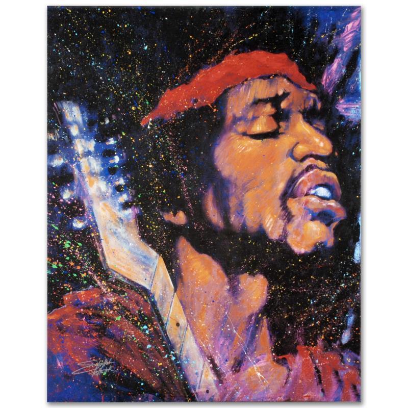 Purple Haze by Fishwick, Stephen: With bright colors and expressive lines, Stephen Fishwick puts a unique spin on pop culture portraits. "Purple Haze" is a limited edition giclee on stretched canvas, numbered and bears the artist's au