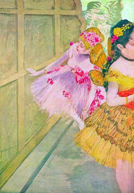 Edgar Degas - Dancers Behind A Backdrop: Artist: Degas - Title: Dancers Behind A Backdrop - Medium: Fine Art Reproduction Giclee on Archival Canvas - Image Size: Approximately 32 inches x 22.75 inches - Framed: Unframed on Unstretched Canvas