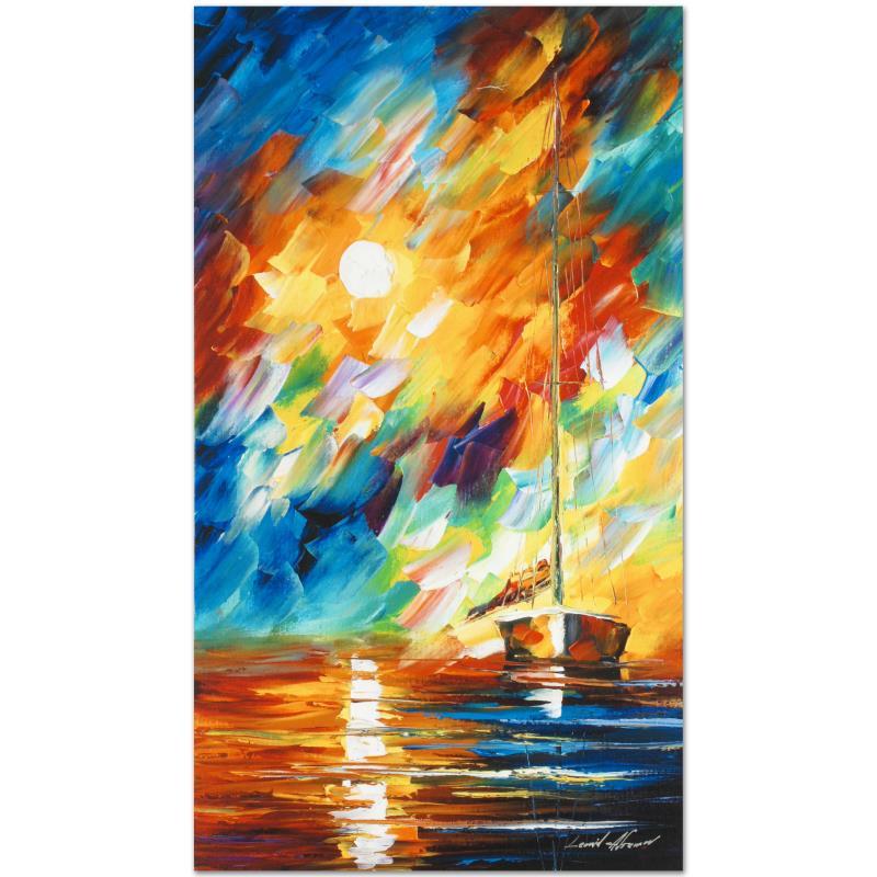 Leonid Afremov (1955-2019) "Rainbow Sky" Limited: Leonid Afremov's (1955-2019) masterful use of color and texture make his paintings unique collectibles that are sure to brighten any wall. "Rainbow Sky" is a limited edition giclee on canvas. The piec