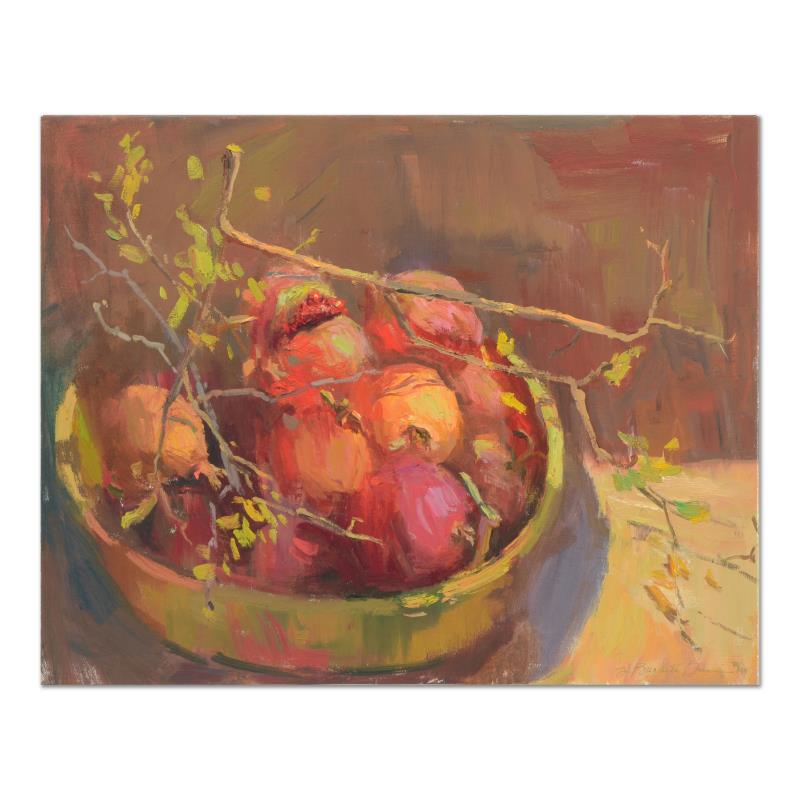 S. Burkett Kaiser, "Pomegranates" Limited Edition on: "Pomegranates" is a limited edition giclee on stretched canvas by S. Burkett Kaiser, numbered and hand signed by the artist. Includes Letter of Authenticity. Measures approx. 20" x 16" (image).