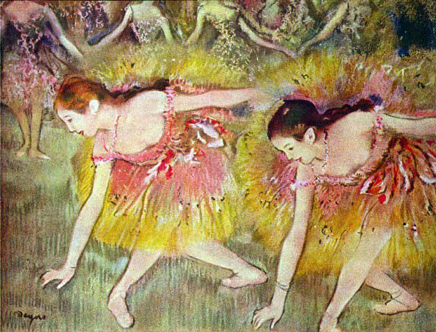 Edgar Degas - Ballet Dancers: Artist: Degas - Title: Ballet Dancers - Medium: Fine Art Reproduction Giclee on Archival Canvas - Image Size: Approximately 24.5 inches x 32 inches - Framed: Unframed on Unstretched Canvas - Edgar Deg