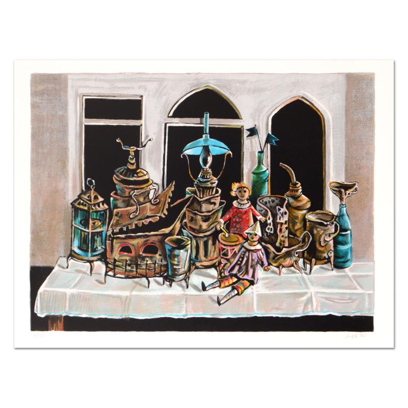 Yosl Bergner (1920-2017), "Lightings" Limited Edition: "Lightings" is a limited edition lithograph on paper, numbered hand signed by Yosl Bergner (1920-2017). Includes Certificate of Authenticity. Measures approx. 28.5" x 21" (with border), 25.5" x 18.5"