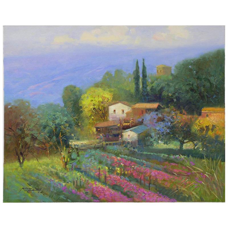 Ming Feng, "Festive Garden" Original Oil Painting on: "Festive Garden" is an original oil painting on stretched canvas by Ming Feng, hand signed by the artist. Includes Letter of Authenticity. Measures approx. 20" x 16" (image).