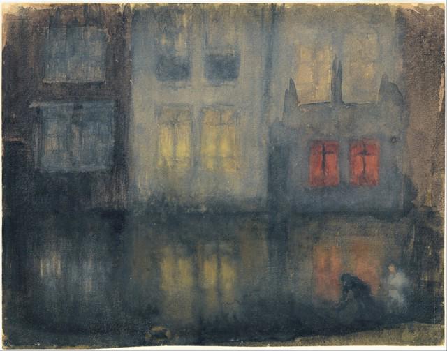 Whistler - Nocturne Black and Redï¿½Back Canal: Artist: James Abbott McNeill Whistler - Title: Nocturne Black and Red--Back Canal - Medium: Fine Art Giclee on Canvas - Image Size: Approximately 15.75 inches x 20 inches - Framed: Unframed on Unstret