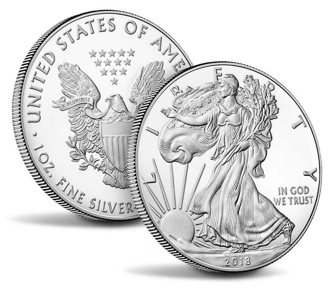 2018 American Silver Eagle .999 Fine Silver Dollar Coin: One 2018 American Silver Eagle .999 Fine Silver Dollar Coin.