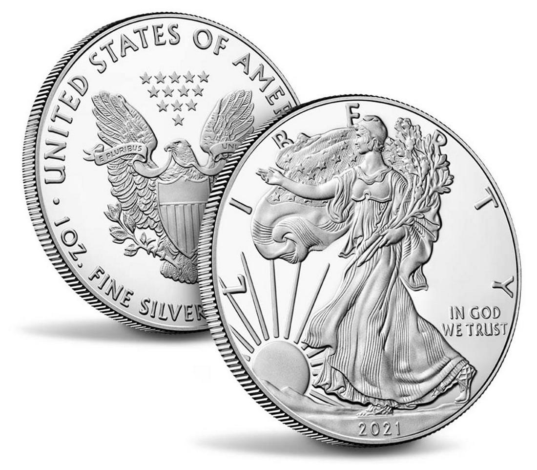 2021 American Silver Eagle .999 Fine Silver Dollar Coin: One 2021 American Silver Eagle .999 Fine Silver Dollar Coin.