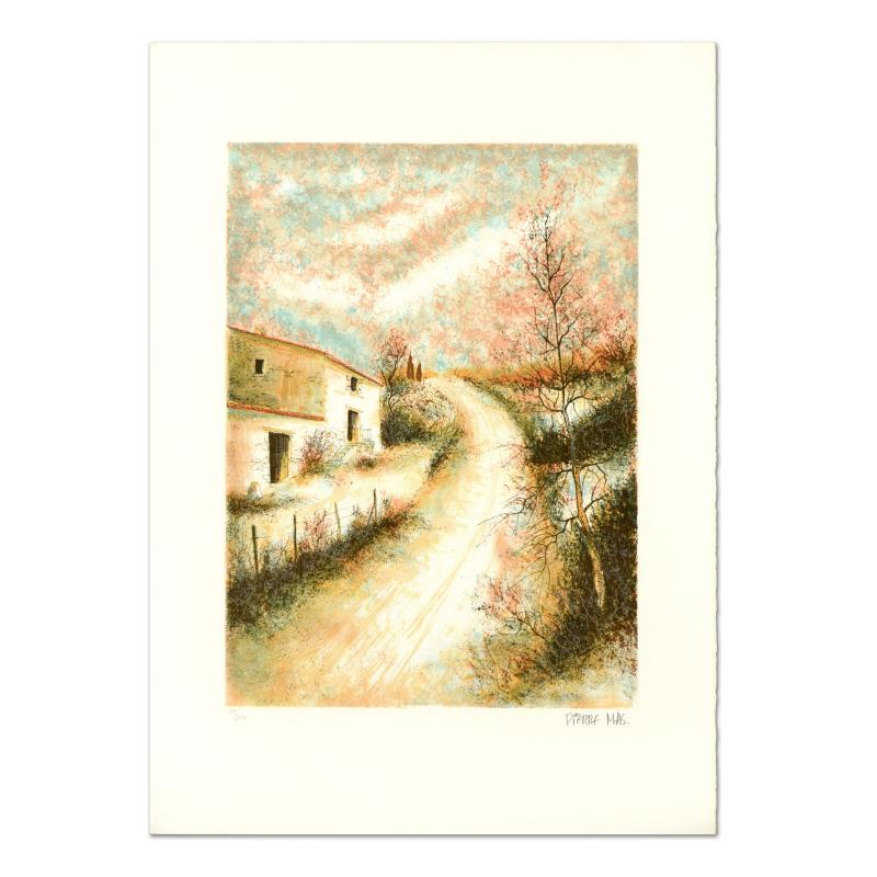 Pierre Mas, "Street Scene" Limited Edition Lithograph,: "Street Scene" is a limited edition lithograph on paper by Pierre Mas, numbered and hand signed by the artist! Measures approx. 21" x 30" (border), 15" x 22" (image).