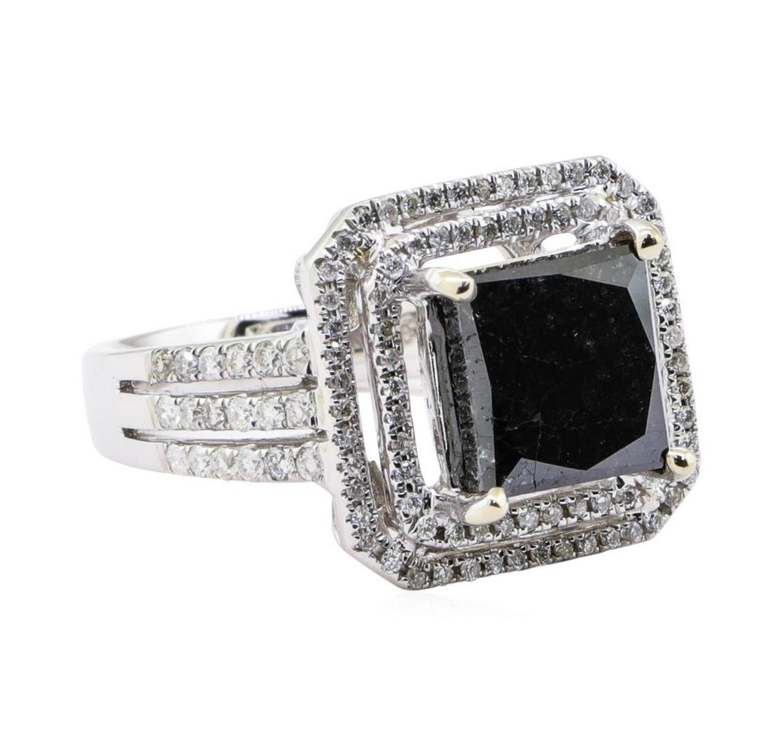 4.94 ctw Black and White Diamond Ring - 14KT White Gold: One electronically tested 14KT white gold ladies cast black and white diamond ring with a bright polish finish. Trademark is Orianne. Identified with markings of "14K". Condition is new, good workmans