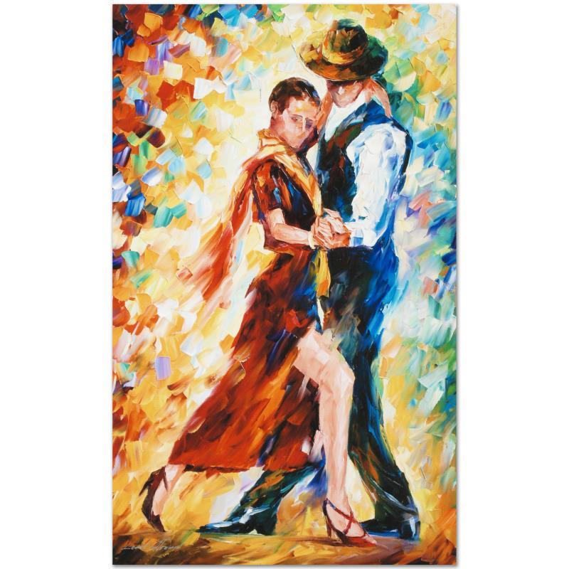 Leonid Afremov (1955-2019) "Romantic Tango" Limited: Leonid Afremov's (1955-2019) masterful use of color and texture make his paintings unique collectibles that are sure to brighten any wall. "Romantic Tango" is a limited edition giclee on canvas. The p