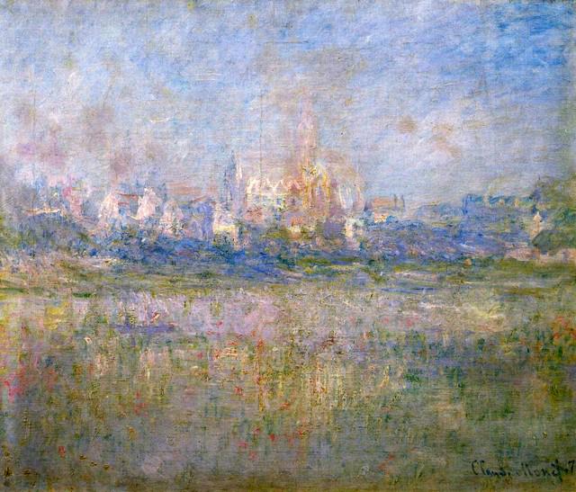 Claude Monet - Vetheuil in the Fog: Artist: Claude Monet - Title: Vetheuil in the Fog - Medium: Fine Art Reproduction Giclee on Canvas - Image Size: Approximately 17 inches x 20 inches - Unframed on Unstretched Canvas - Biography: Claud